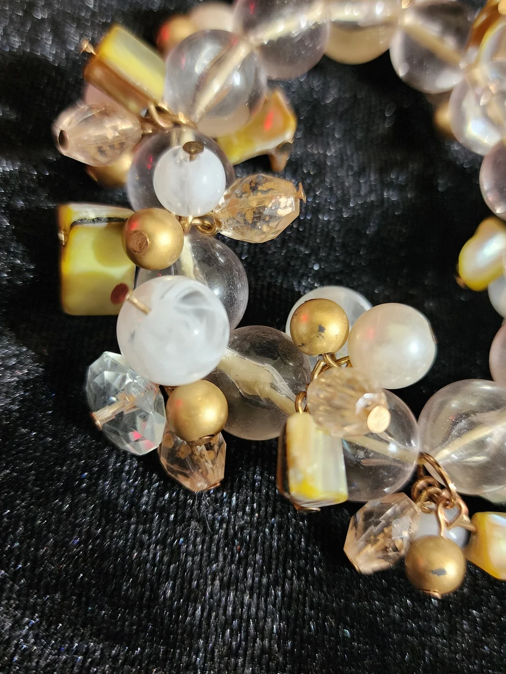 Gold & Pearl Cluster Beaded Stretch Bracelet - Women's Jewelry